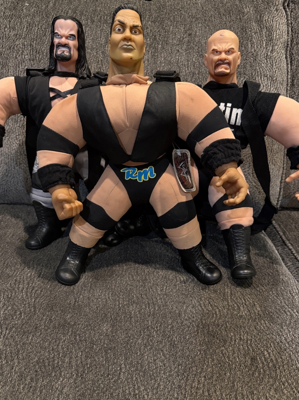 WWF Wrestling Titan Backpack Lot Of 3 Stone Cold The Undertaker The Rock WWF